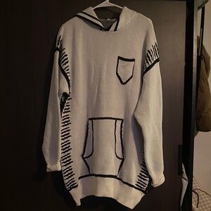 AKIRA Black and White Knit Mini Dress hoodie